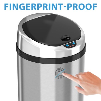 iTouchless Stainless Steel Round Sensor Trash Can with AbsorbX Odor Control System, 8 Gal., Silver (IT08RCB)