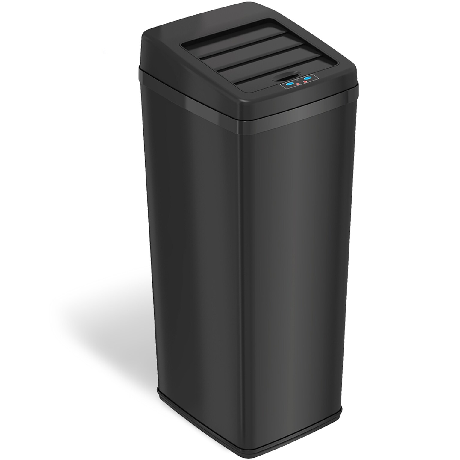 iTouchless Stainless Steel Sliding Lid Sensor Trash Can with AbsorbX Odor Control System, 14 Gal., Black (IT14SB)