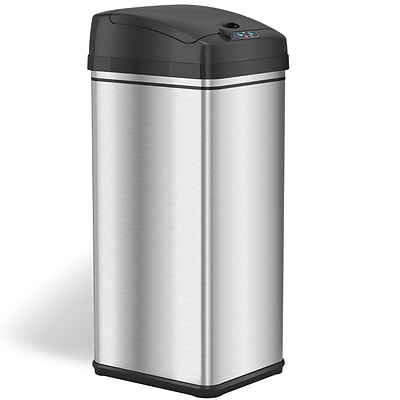 iTouchless Stainless Steel Sensor Trash Can with AbsorbX Odor Control System, Silver, 13 gal. (DZT13)