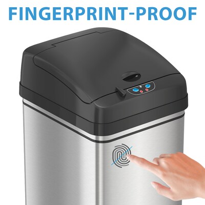 iTouchless Stainless Steel Sensor Trash Can with AbsorbX Odor Control System, Silver, 13 gal. (DZT13)