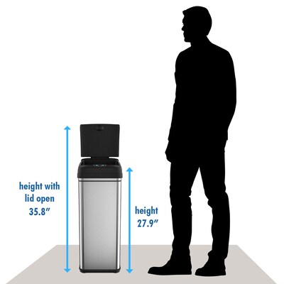 iTouchless Stainless Steel Sensor Trash Can with AbsorbX Odor Control System, Silver, 13 gal. (DZT13)
