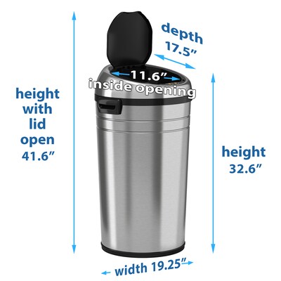 iTouchless Stainless Steel Round Sensor Trash Can with AbsorbX Odor Control System and Wheels, 23 Gal., Silver (IT23RC)