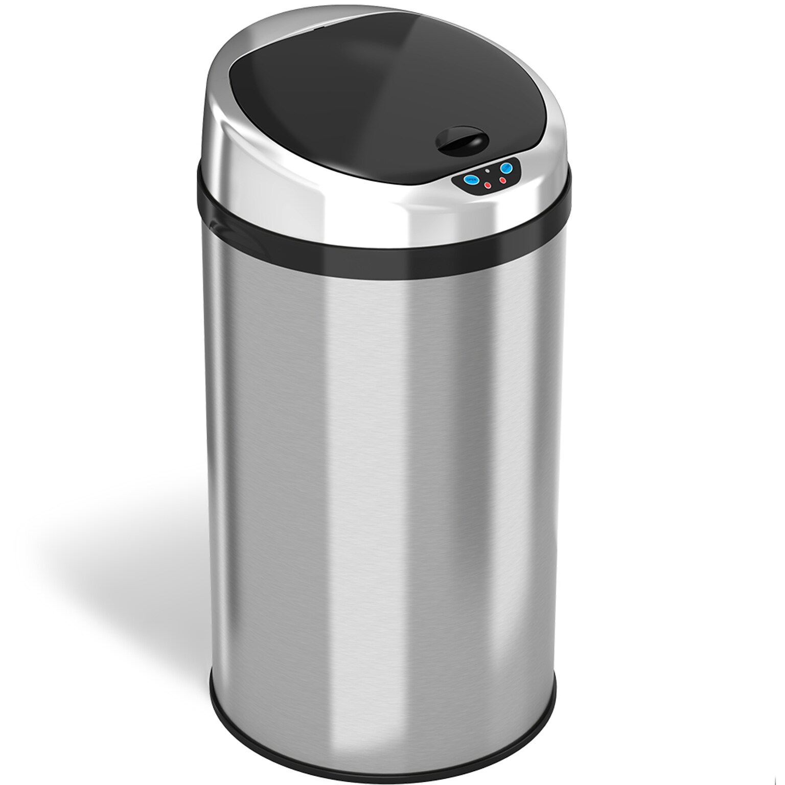 iTouchless Stainless Steel Round Sensor Trash Can with AbsorbX Odor Control System, 8 Gal., Silver (IT08RCB)
