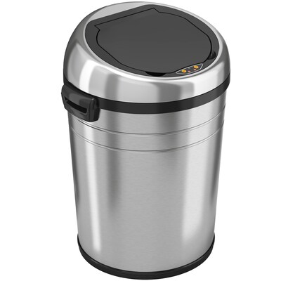 iTouchless Stainless Steel Round Sensor Trash Can with AbsorbX Odor Control System and Wheels, 18 Ga