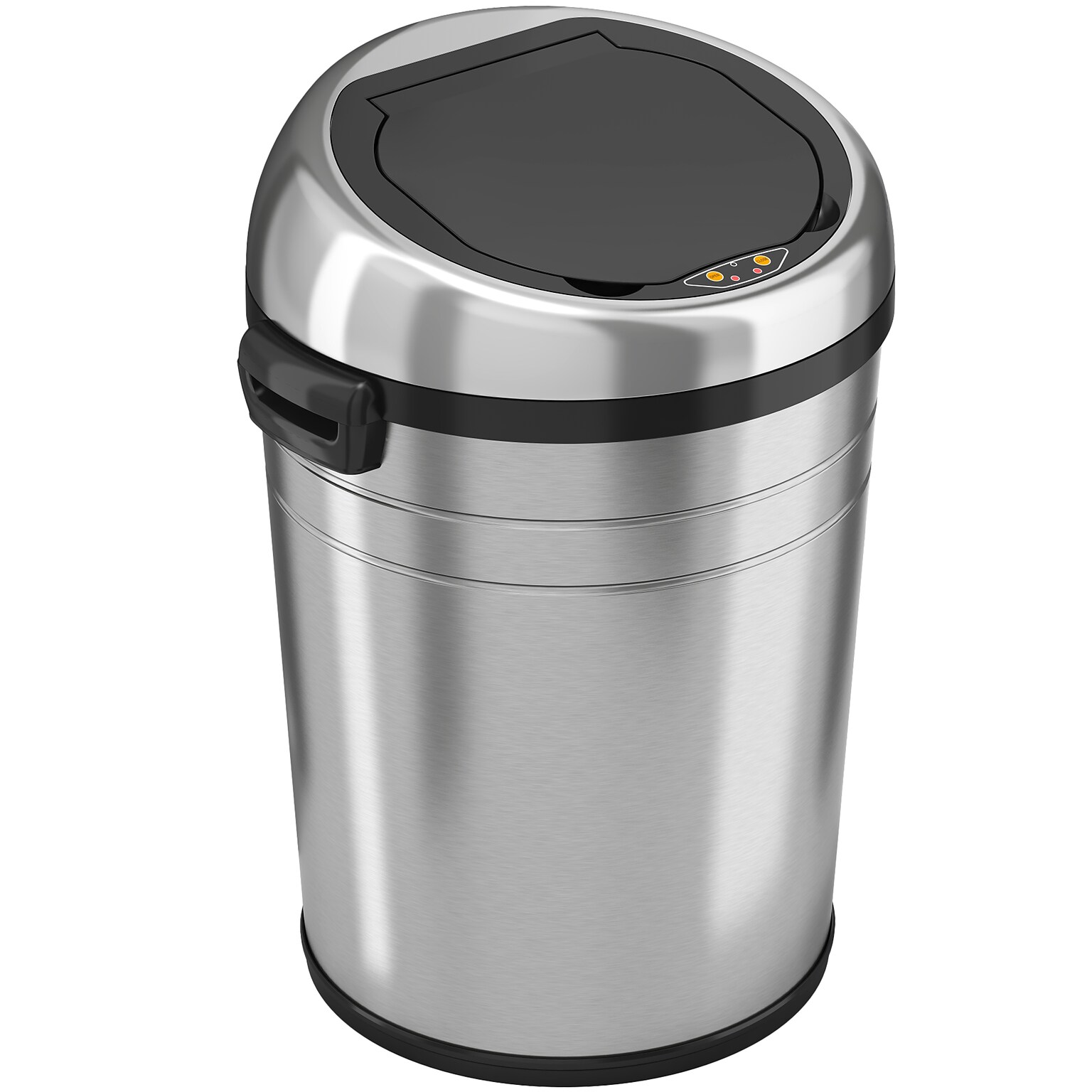 iTouchless Stainless Steel Round Sensor Trash Can with AbsorbX Odor Control System and Wheels, 18 Gal., Silver (IT18RC)