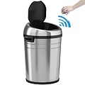 iTouchless Stainless Steel Round Sensor Trash Can with AbsorbX Odor Control System and Wheels, 18 Ga