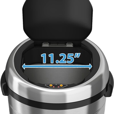 iTouchless Stainless Steel Round Sensor Trash Can with AbsorbX Odor Control System and Wheels, 18 Gal., Silver (IT18RC)