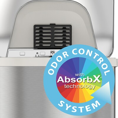 halo TapCan Stainless Steel Rectangular Pedal Sensor Trash Can with AbsorbX Odor Control System, White Trim, 13 Gal. (TC13SW)