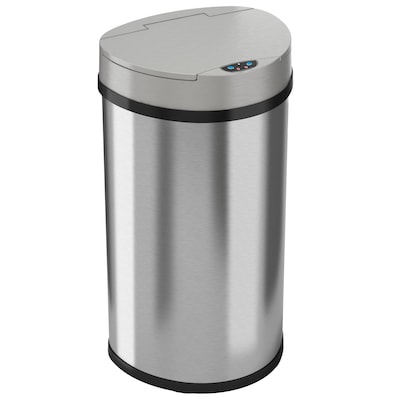 iTouchless Semi-Round Extra-Wide Lid Opening Touchless Trashcan® HX, 13 gal.