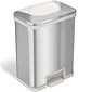 halo TapCan Stainless Steel Rectangular Pedal Sensor Trash Can with AbsorbX Odor Control System, Whi