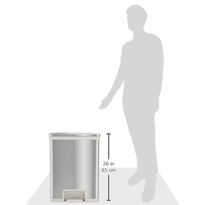 halo TapCan Stainless Steel Rectangular Pedal Sensor Trash Can with AbsorbX Odor Control System, White Trim, 13 Gal. (TC13SW)