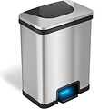 halo TapCan Stainless Steel Rectangular Pedal Sensor Trash Can with AbsorbX Odor Control System, Bla