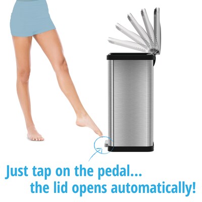 halo TapCan Stainless Steel Rectangular Pedal Sensor Trash Can with AbsorbX Odor Control System, Bla