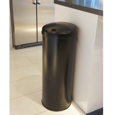 iTouchless Stainless Steel Round Sensor Trash Can with AbsorbX Odor Control System, Black, 13 Gal. (MT13RB)