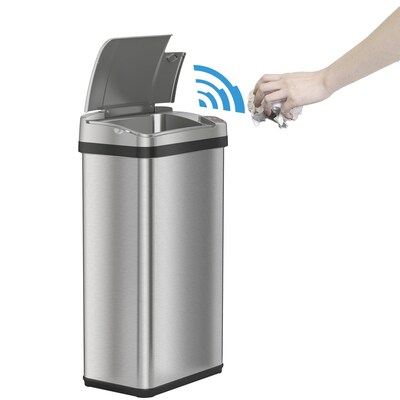 iTouchless Stainless Steel Bathroom Sensor Trash Can with AbsorbX Odor Control System and Fragrance,