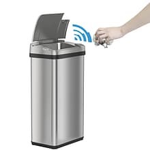 iTouchless Stainless Steel Bathroom Sensor Trash Can with AbsorbX Odor Control System and Fragrance,