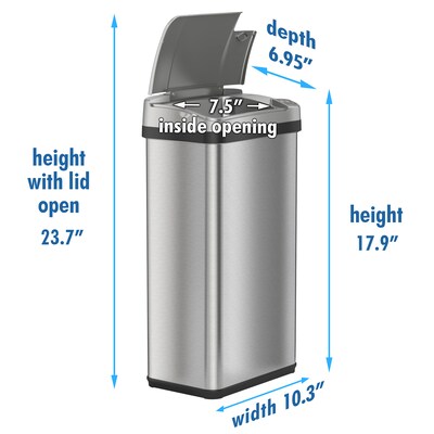 iTouchless Stainless Steel Bathroom Sensor Trash Can with AbsorbX Odor Control System and Fragrance, Silver, 4 Gal. (MT04SS)