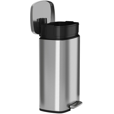 iTouchless SoftStep Stainless Steel Rectangular Step Pedal Trash Can with AbsorbX Odor Control Syste