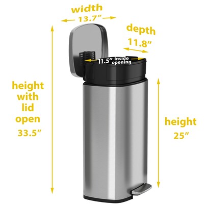 iTouchless 13 Gallon Touchless Sensor Trash Can with AbsorbX Odor Control  System, White Stainless Steel Round Shape Kitchen Bin Pearl White MT13RW 