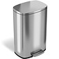 iTouchless SoftStep Stainless Steel Rectangular Step Trash Can with AbsorbX Odor Control System, Sil