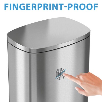 iTouchless SoftStep Stainless Steel Indoor Step Trash Can with Lid, 13.2 Gallon, Silver (PC13RSS)