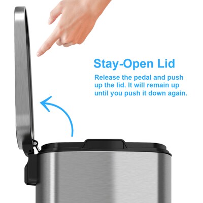 iTouchless SoftStep Stainless Steel Indoor Step Trash Can with Lid, 13.2 Gallon, Silver (PC13RSS)