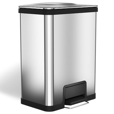 halo AirStep Stainless Steel Rectangular Step Pedal Trash Can with AbsorbX Odor Control System, 13 G