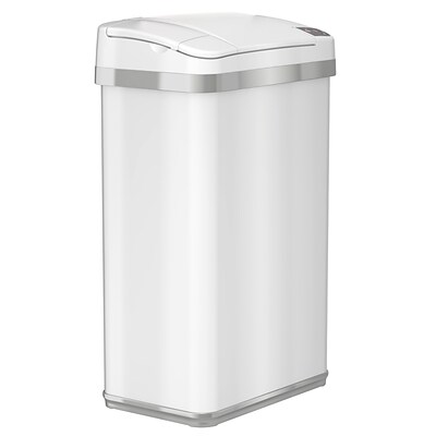 halo Stainless Steel Rectangular Sensor Trash Can with AbsorbX Odor Control System and Fragrance, White, 4 Gal. (SC04SW)