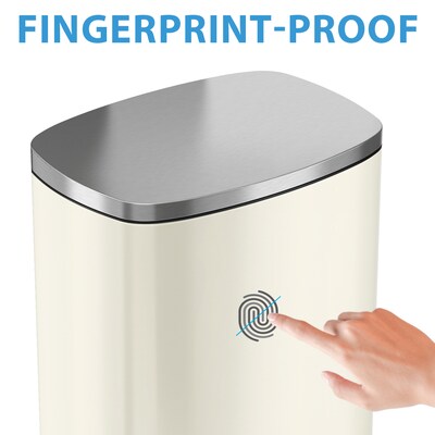 iTouchless Stainless Steel Step Trash Can, Ivory White, 13 Gal. (PC13RSC)