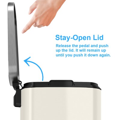 iTouchless Stainless Steel Step Trash Can, Ivory White, 13 Gal. (PC13RSC)