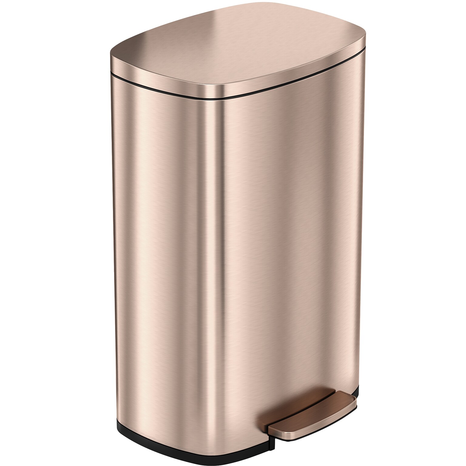 iTouchless SoftStep Stainless Steel Step Trash Can with AbsorbX Odor Control System, Rose Gold, 13.2 Gal. (PC13RRG )