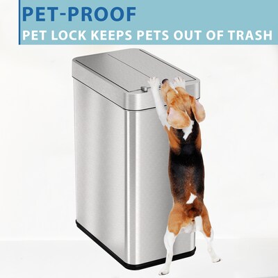 iTouchless Stainless Steel Wings Open Lid Sensor Trash Can with AbsorbX Odor Control, Silver, 13 gal. (WS13RSL)