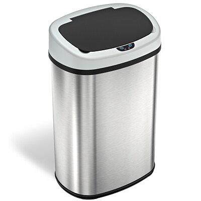 iTouchless SensorCan Stainless Steel Sensor Trash Can with AbsorbX Odor Control System, Silver, 13 gal. (ITOS13B)