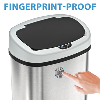 iTouchless SensorCan Stainless Steel Sensor Trash Can with AbsorbX Odor Control System, Silver, 13 gal. (ITOS13B)