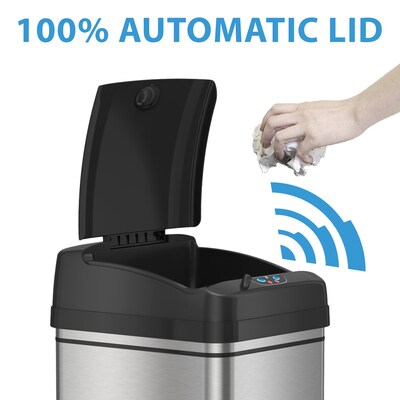 iTouchless Stainless Steel Sensor Trash Can with Locking Lid and AbsorbX Odor Control, Silver, 8 gal. (DZT08PL)