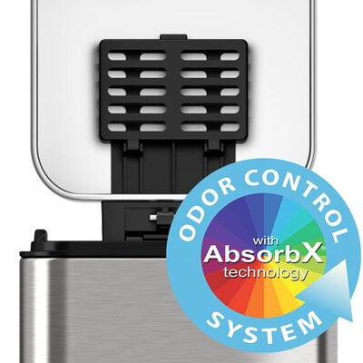 iTouchless SoftStep Stainless Steel Slim Step Trash Can with AbsorbX Odor Control System, Silver, 3 Gal. (PS03RSS)