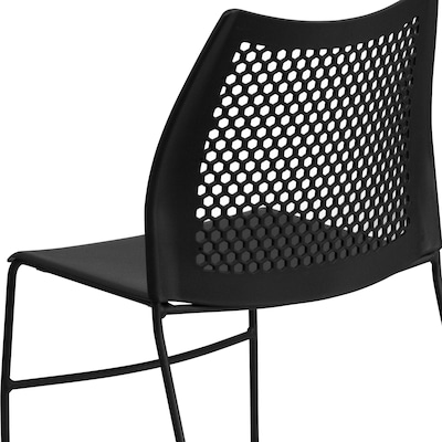 Flash Furniture HERCULES Series Plastic Stack Chair with Air-Vent Back and Sled Base, Black (RUT498ABK)