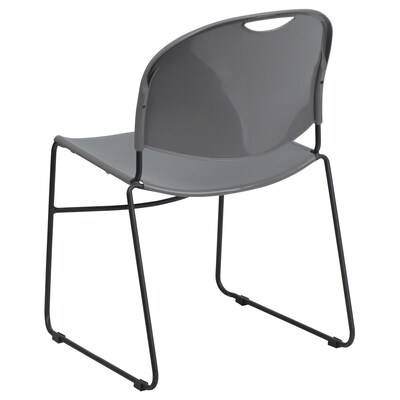 Flash Furniture HERCULES Series Plastic Ultra-Compact Stack Chair, Gray/Black (RUT188GY)