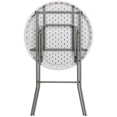 Flash Furniture 31.25" Rnd Granite Wht Plastic Bar Height Fold Table, Gray Powder Coated Cross Legs