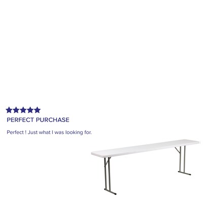 Flash Furniture Folding Table, 96" x 18", White (DAD-YCZ-244-2-GW-GG)
