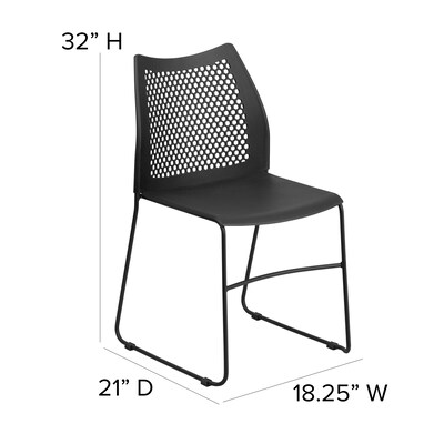 Flash Furniture HERCULES Series Plastic Stack Chair with Air-Vent Back and Sled Base, Black (RUT498ABK)