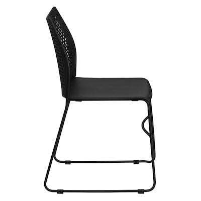 Flash Furniture HERCULES Series Plastic Stack Chair with Air-Vent Back and Sled Base, Black (RUT498ABK)