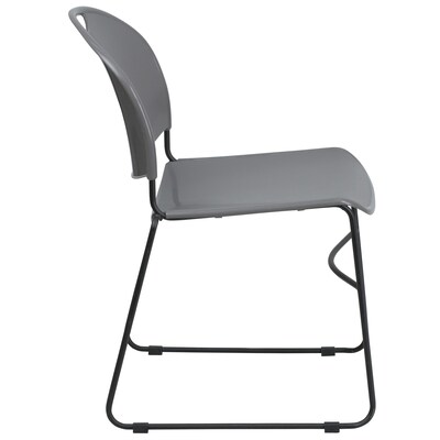 Flash Furniture HERCULES Series Plastic Ultra-Compact Stack Chair, Gray/Black (RUT188GY)