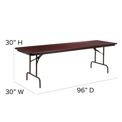 Flash Furniture Frankie Folding Table, 96" x 30", Mahogany (YT3096MELWAL)