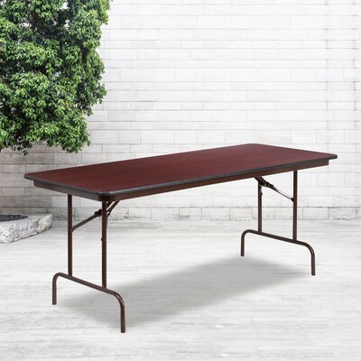 Flash Furniture 30x72 Rectangular Folding Banquet Table, Mahogany Melamine Laminate YT3072MELWAL