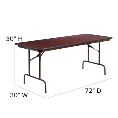 Flash Furniture Floyd Folding Table, 72" x 30", Mahogany (YT3072HIGHWAL)