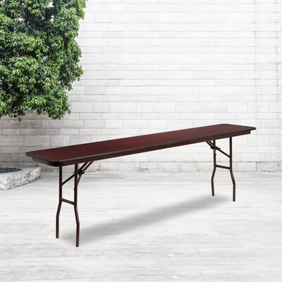 Flash Furniture Frankie Folding Table, 96" x 18", Mahogany (YT1896MELWAL)