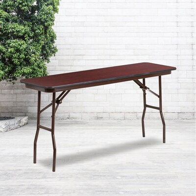 Flash Furniture Frankie Folding Table, 60" x 18", Mahogany (YT1860MELWAL)