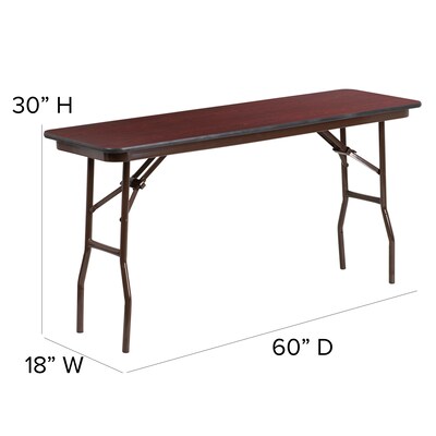 Flash Furniture 18''x60'' Rectangular Melamine Laminate Folding Training Table, Mahogany