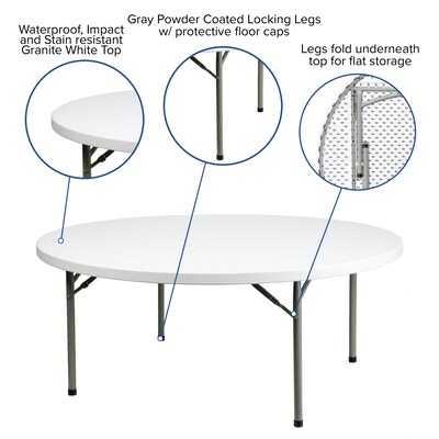 Flash Furniture Elon Folding Table, 71" x 71", Granite White (DADYCZ180RGW)